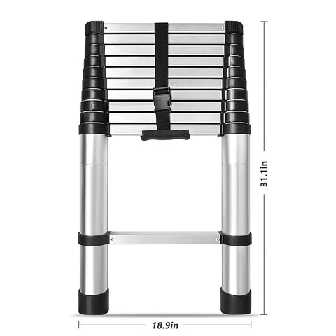 10.5 Ft Telescoping Aluminum Ladder With 330 Lb Capacity, Heavy Duty Extendable Step Ladder, Collapsible Locking Mechanism, Ideal For Attics, Indoors And Outdoors, Safe Storage And Easy Setup