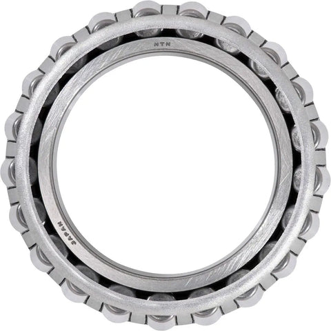 Top view of a Premium Taper Bearing Cone for Automotive Wheel Hubs, OE-Style, with crowned raceways and rollers for smooth rotation.