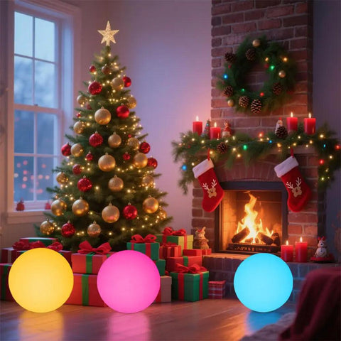 Glowing Cordless 16 Inch LED Glowing Ball Light With Remote RGB Color Changing Waterproof Glow Ball in festive room
