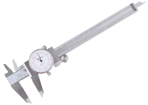 Pro Grade Dual Needle Dial Caliper For Builders And Machinists, 0-6 Inches And 0-150 Millimeters, 0.001 Inch And 0.02 Millimeters Resolution, Stainless Steel, Inch And Metric Reading, Easy To Read Large Dial, Micro Adjusted Slide