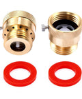2 Pack Brass 3/4 Inch GHT Hose Bibb Connector Backflow Preventer Vacuum Breaker With Break Off Screw, 2 Washers Included
