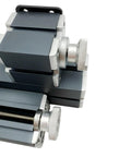 EssSthmy All-Metal Mini Wood Lathe 60W 12,000 RPM bench milling machine detail of metal handwheels and spindle box.