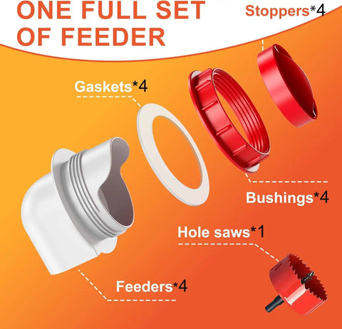 No Waste Chicken Feeder With Automatic Poultry Dish Dispenser And Easy Refill Design For Coop Organization Keeps Feed Fresh And Clean Prevents Spills Great For Backyard Hens And Small Flock Owners Who Want Low Maintenance Care
