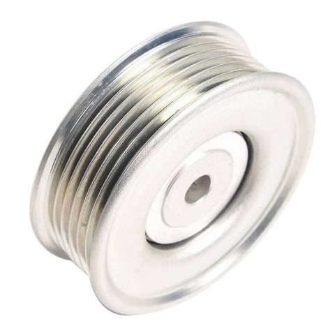 Heavy Duty Drive Belt Idler Pulley 1357022010 close-up view of metal construction for smooth performance and engine tension.