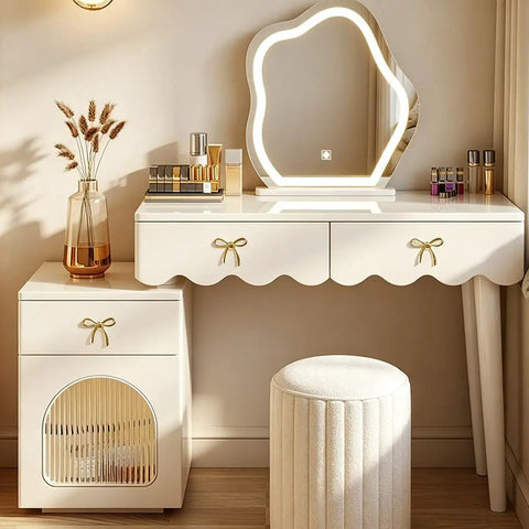 Vanity with Gold Bow Cabinet Knob Set With Screws 8 Pack Vintage Brass Drawer Pulls For Dresser Cabinets Cupboards and Vanities