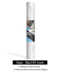 Ultra Wide 36 By 197 White Marble Peel And Stick Countertop Wallpaper roll showing seamless design and packaging.