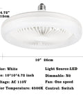 Dimensions and specs of Enclosed 10 Inch Ceiling Fan With Light For Garage And Workshop, Tiny Yet Mighty Mini Fan Bulb Combo