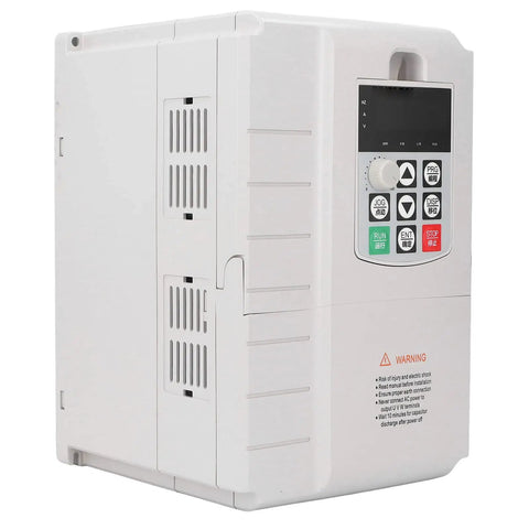 Three Phase VFD Drive 380V 5.5KW Inverter With 0 To 400Hz Range, Eight Stage Programmable PID Control, RS485 Communications For Motor Speed Control, A Real Workhorse For Pumps Fans And Industrial Gear on white housing with keypad