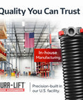 Garage Door Torsion Spring Set DIY Friendly 0.250 X 2 In X 33 In, Left And Right Wound, American Made, 15,000 Cycles, Non Slip Winding Bars