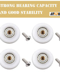 No Hassle Top Shelf Heavy Duty 23Mm Shower Door Rollers Wheels 4 Pc Replacement Parts For Sliding Glass Bathroom Track with screws.