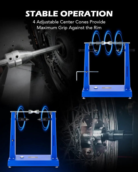 Motorcycle Wheel Balancer and Truing Stand for Bikes DIY Friendly Heavy Duty Tire Balancer with Adjustable Truing Pointer Steel Axle