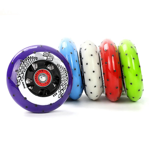 4 Pack Inline Skate Wheels 85A 72mm 76mm 80mm For Indoor And Outdoor Use With ABEC 9 Bearings And Tools Included Durable Polyurethane For Asphalt Versatile Mix 80mm in multiple colors