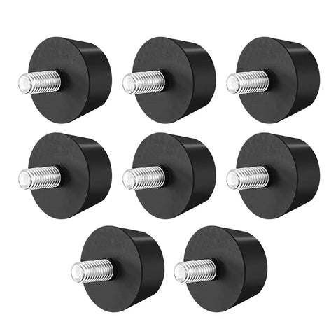 Heavy Duty Rubber Shock Isolator Stud Bushing Set Two Pcs Conical Mounts For Fitness Equipment Vibration Dampening M8 M10 Compatible Hardware With Durable Metal Core, black rubber mounts with threaded studs