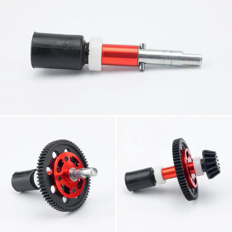 Steel Spur Gear Set 63T 64T 66T 71T Beefed Up High Speed Gear Set For TT02 Series RC Cars with alloy and stainless components.