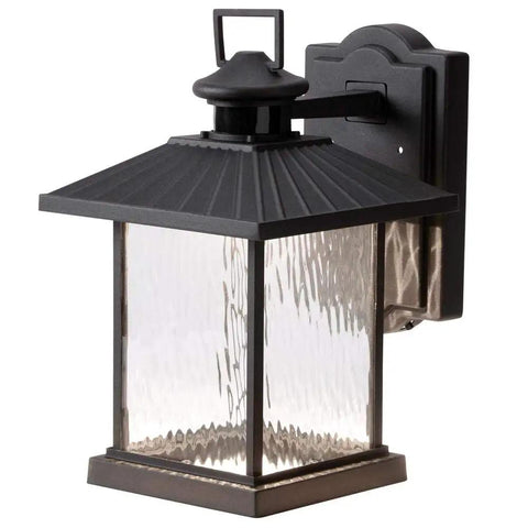 Lumsden Wall Mount Outdoor Black LED Motion Sensor Lantern For Patio Backyard And Garden Lighting, Weatherproof Security Light