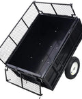 Beefed Up 2 In 1 Dumping System ATV Trailer Steel Dump Cart Heavy Duty Tow Behind Cart for Tractors with removable sides, 22 cu ft, black