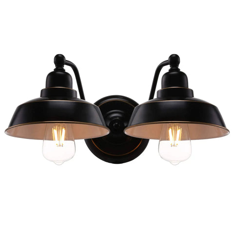 Two Light Farmhouse Wall Sconce In Oil Rubbed Bronze Finish Industrial Wall Mount Vanity Light For Bathroom Hallway Bedroom