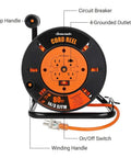 80 Ft Heavy Duty Retractable Extension Cord Reel with 4 Grounded Outlets, 13A Circuit Breaker, SJTW 14/3 Outdoor Indoor Cord