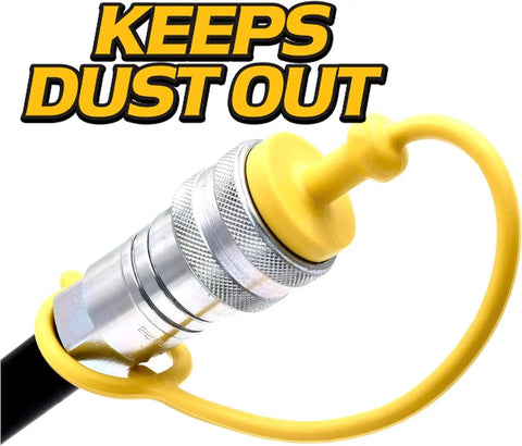 Hydraulic Quick Coupler Dust Cap And Heavy Duty Plug Set For Three Eighths ISO Kubota Tractors with yellow cap on fitting