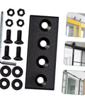 Solid Barn Door Track Repair Mending Plates Set Easy Install Track Bracket Connectors for Seamless Barn Door Rails Heavy Duty Carbon Steel Construction Repair Plates with screws and washers.