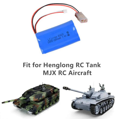 7.4V 2800mAh Li-Ion RC Battery 2 Pack With L6.2-2P Plug And 7.4V Balance Charger For Heng Long RC Tanks And MJX Aircraft