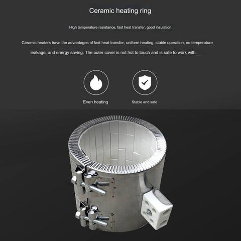 GFJYKDL Bottle Cap Heat Shrink Film Machine With Temperature Control features a ceramic heating ring for uniform heating.