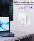 Built Different USB C Wall Outlets With Built In Night Lights And 4.8A Fast Charging Ports Tamper Resistant Electrical Receptacles charging laptop and smartphone connected to wall outlet