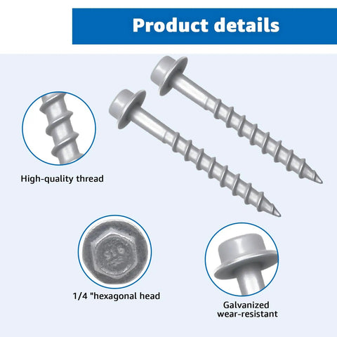 Heavy Duty Joist Hanger Screws Size Nine By One Point Five Inch Structural Fasteners That Swap Standard 10D Nails For Tough Wood Framing Big Time On Any Job Site Rock Solid Pro Gear showing high-quality thread and hexagonal head.
