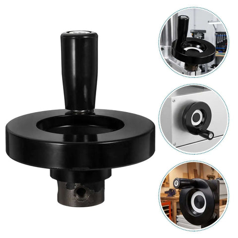 Two Pack Ergonomic Hand Crank Handles With Bakelite Grips And Aluminum Wheel for lathe and milling machines, main view and applications