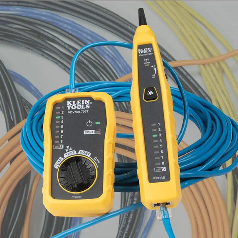 Wire Tracer Tone Generator And Probe Kit for Ethernet Telephone Coax Video and Data Cables RJ45 RJ11 RJ12 shown with cables