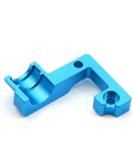 Blue TT02 Aluminum Open End Gearbox Cover for One Tenth RC Car Upgrade, angled side view