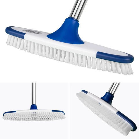Long Handle Floor Scrub Brush 53 Inch Deck And Grout Cleaner Kit with durable bristles and stainless steel handle