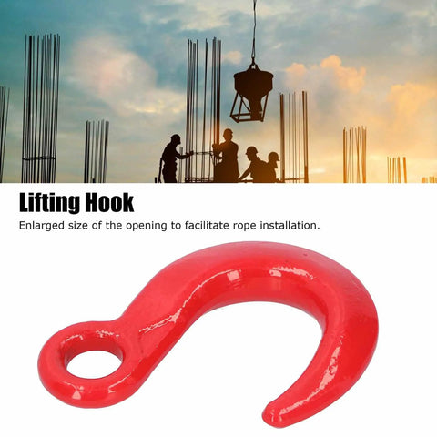 2 Pack Large Opening Lifting Hooks Built Tough For 6500 Lbs Load Bearing Beefy Alloy Steel Crane Hooks red close-up