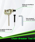 Chain breaker tool kit with fixing nut, thimble for chain pins, and hexagonal wrench for Beefed Up 25H Roller Chain, 10 Feet, 480 Links
