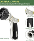 Heavy Duty Garden Hose Nozzle With All Metal Die Cast Zinc Alloy Build, 8 Adjustable Spray Patterns, High Pressure Sprayer