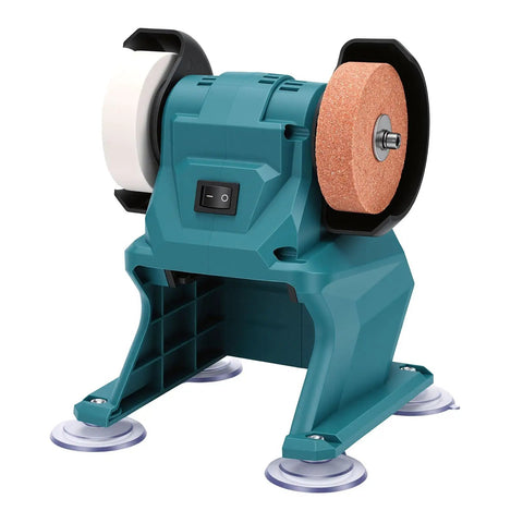 Hamwesh 5500 RPM Bench Grinder With Dual Wheels, Precision Metal Buffer Polisher For Jewelry Wood Sanding And Knife Sharpening, Stable Copper Motor Build, teal base, dual grinding wheels.