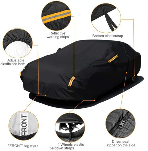 Heavy Duty All Weather Tough As Nails Sedan Car Cover Waterproof Anti UV Windproof Outdoor Full Car Cover with reflective strips