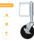 Heavy Duty Gate Caster Set With Spring Loaded Shock Absorbing Wheel For Gates And Fences, 75Kg Load Capacity, Durable Natural Color