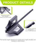 Close-up of 4-in-1 Soil Cultivator and Drill Tiller Attachment for Planter Boxes with hex drive, shows metal design and size details.