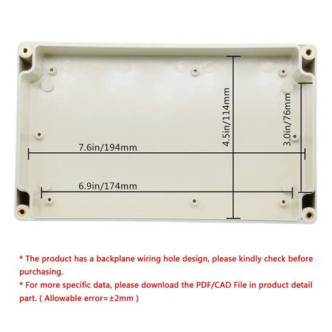 Built Tough IP65 Waterproof Junction Box Durable ABS Plastic Electrical Enclosure For DIY And Crew Favorite Jobs Heavy Duty Weather Proof Housing Light Gray Finish dimensions shown.