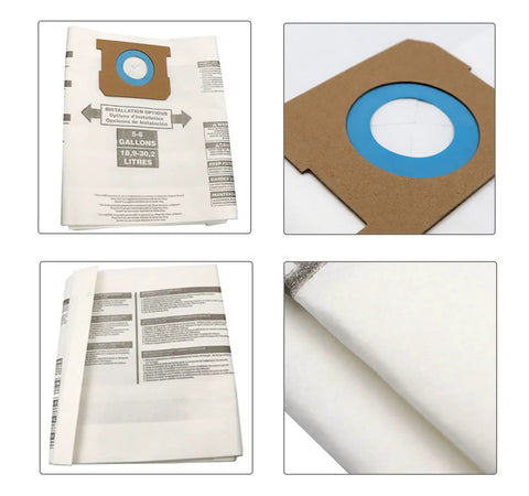 5 Pack Replacement Filter Bags For 5 To 8 Gallon Vacuums Type E White Works With 90661 9066100 9066108 9066111 9066127 9066133 And Other 9066 Series Units For Dry Debris And Fine Dust Cleanup At Home Garage Shop