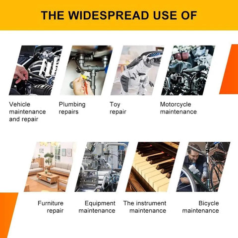 Image showing various uses for Premium 18 Piece Allen Wrench Set With SAE And Metric Hex Keys, including vehicle and plumbing repairs.