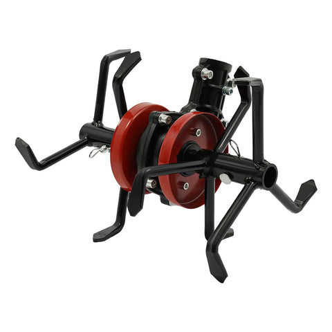 All Purpose Cultivator Garden Tool Workhorse With 6 Claw Wheel 2 In 1 Weeder And Soil Aerator black and red component