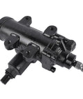 Power Steering Gear Box For Classic GM Muscle Cars Camaro Chevelle El Camino Firebird GTO Monte Carlo 1964 To 1976 With Two And A Half Turns Lock To Lock Performance Assembly Direct Fit And Rebuildable, black metal unit, side view