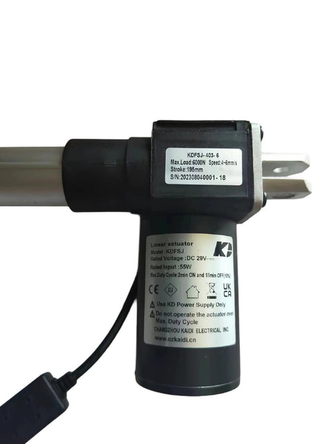 Kroshine power recliner linear actuator with cord, black aluminum-bodied motor, model KDFSJ-403-6