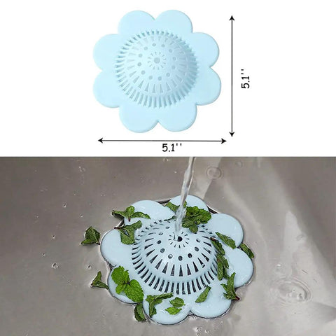 4 Pack Silicone Drain Hair Catcher Shower Cover With Sweet Flower Bead Chain Design As The Real Deal Hair Stopper For Bathtub Sink Floor To Lock In Debris In Blue Green White And Pink For Home Bathroom Or Kitchen Setup