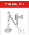 Slick Wall Mount Fume Extractor Hood With Adjustable Aluminum Arms And 360 Degree Tilt For No Sweat Laboratory Venting and Heavy Duty Air Capture Solution, showing arm details.