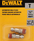 Two Pack Automotive Air Plug With One Quarter Inch MNPT Threads High Flow Pneumatic Fittings in retail packaging
