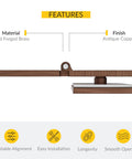 Side view of Adjustable Square Glass To Wall Clip with solid forged brass construction and antique copper finish backplate