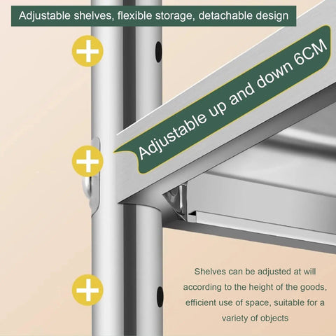 Close-up of adjustable feature for Heavy Duty Two Tier Stainless Steel Storage Rack Rust Resistant Boss Rack, showing shelf height adjustment.